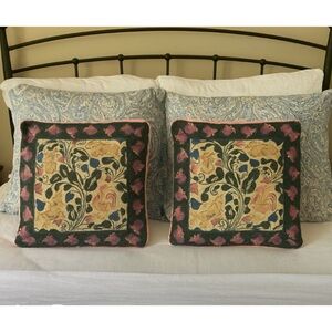 Vintage Decor France 2 Floral Rabbit Unicorn Embroidered Tapestry Pillow Shams